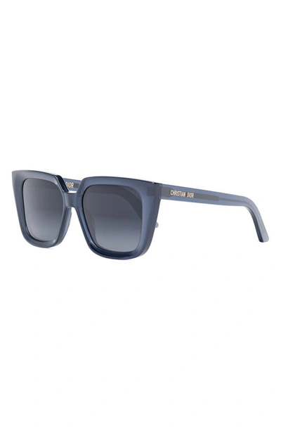 Shop Dior 'midnight S1i 53mm Square Sunglasses In Matte Blue / Brown