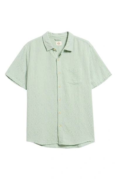 Shop Marine Layer Atlas Textured Short Sleeve Cotton & Lyocell Button-up Shirt In Silt-green