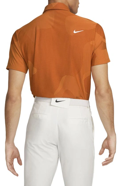 Shop Nike Dri-fit Adv Tour Camo Golf Polo In Campfire Orange/ White
