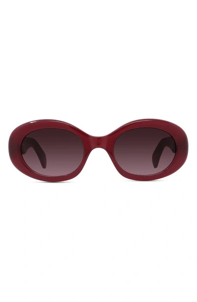 Shop Celine Triomphe 52mm Oval Sunglasses In Shiny / Gradient Bordeaux