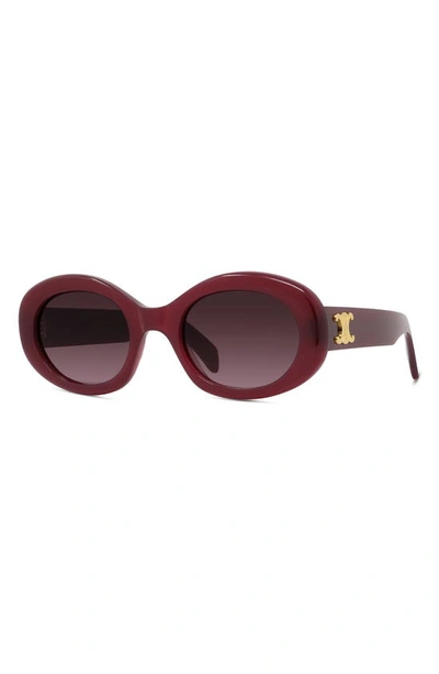 Shop Celine Triomphe 52mm Oval Sunglasses In Shiny / Gradient Bordeaux