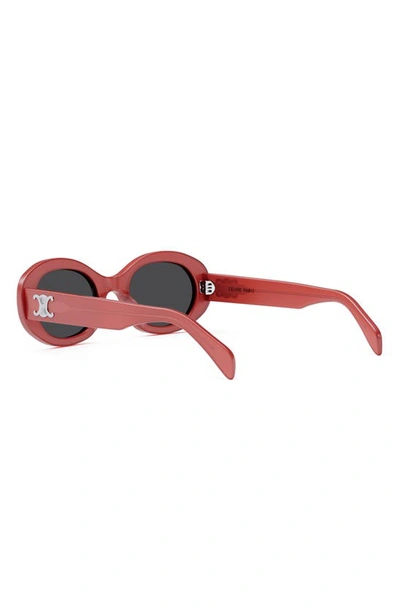 Shop Celine Triomphe 52mm Oval Sunglasses In Shiny Red / Smoke
