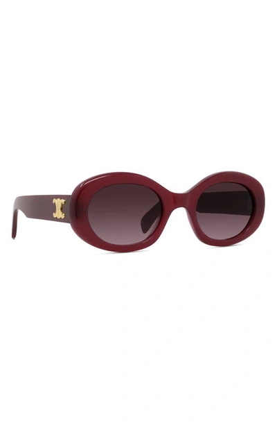 Shop Celine Triomphe 52mm Oval Sunglasses In Shiny / Gradient Bordeaux