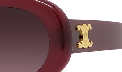 Shop Celine Triomphe 52mm Oval Sunglasses In Shiny / Gradient Bordeaux