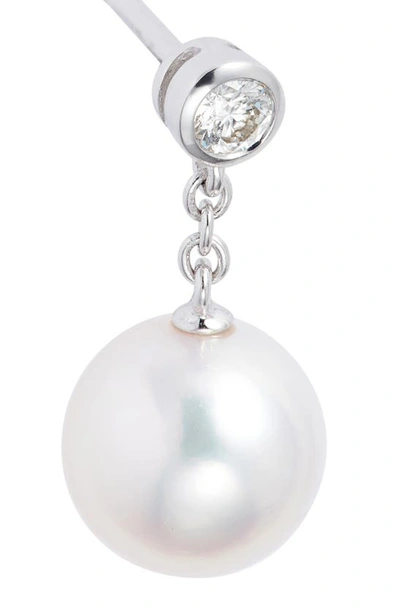 Shop Mikimoto Diamond & Pearl Drop Earrings In White Gold