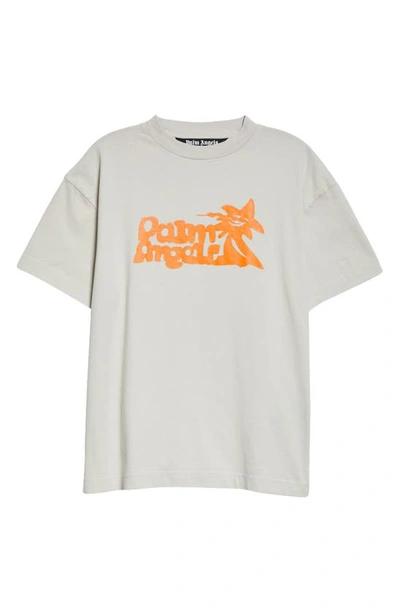 Shop Palm Angels Enzo Classic Graphic T-shirt In Light Grey Orange
