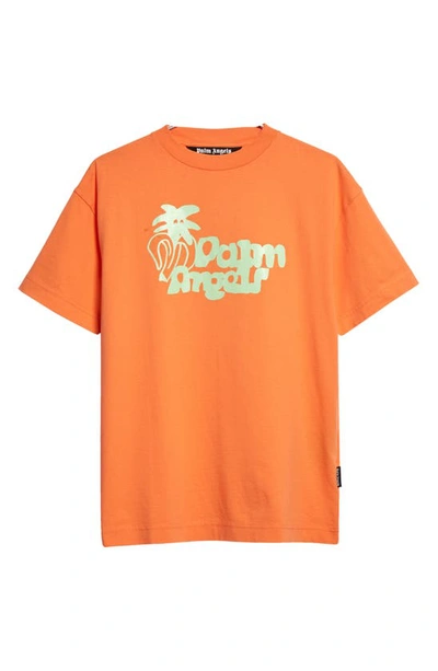 Shop Palm Angels Jimmy Classic Graphic T-shirt In Orange Light Green