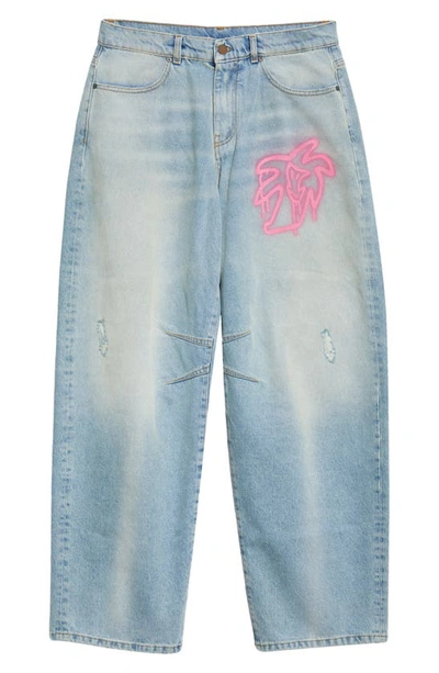 Shop Palm Angels Hunter Carrot Fit Denim Jeans In Light Blue