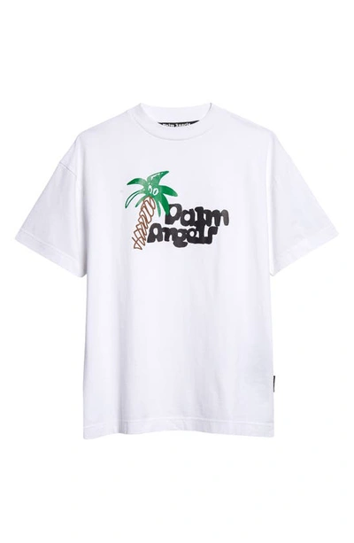 Shop Palm Angels Sketchy Classic Graphic T-shirt In White Black