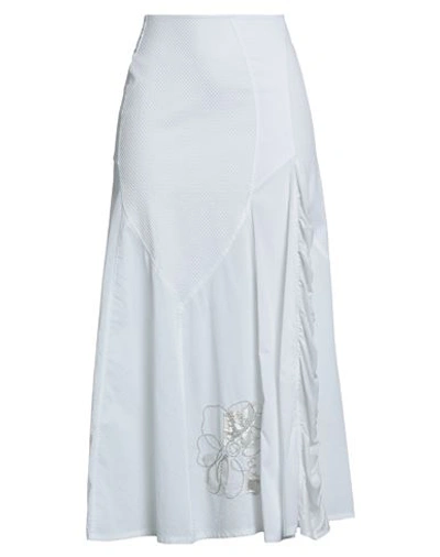 Shop Elisa Cavaletti By Daniela Dallavalle Woman Maxi Skirt White Size 6 Cotton, Polyester, Elastane, Vis