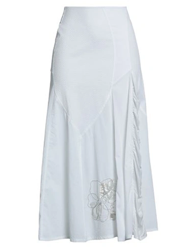 Elisa Cavaletti By Daniela Dallavalle Woman Maxi Skirt White Size 6 Cotton, Polyester, Elastane, Vis In White