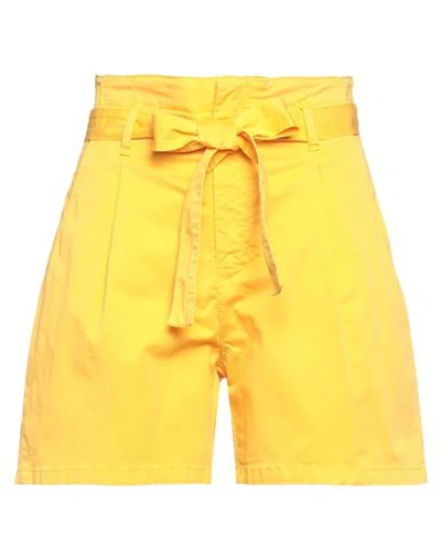 White Wise Woman Shorts & Bermuda Shorts Mandarin Size 6 Cotton, Elastane In Mandarin