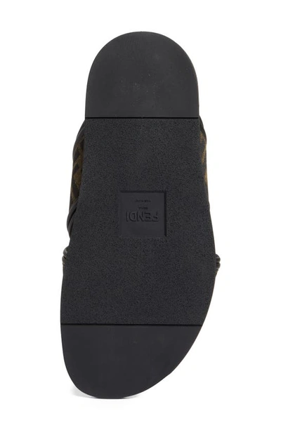 Fendi Double Crossed Band Logo Slides With Jacquard Ff Design In Black