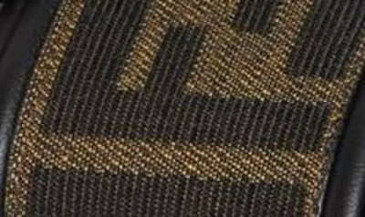 Fendi Double Crossed Band Logo Slides With Jacquard Ff Design In Black