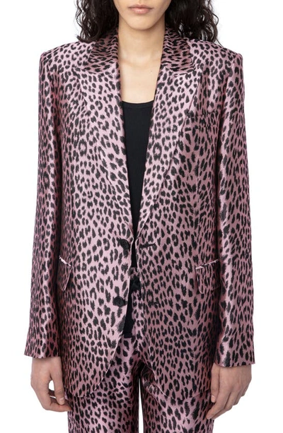 Shop Zadig & Voltaire Leopard Jacquard Blazer In Rose