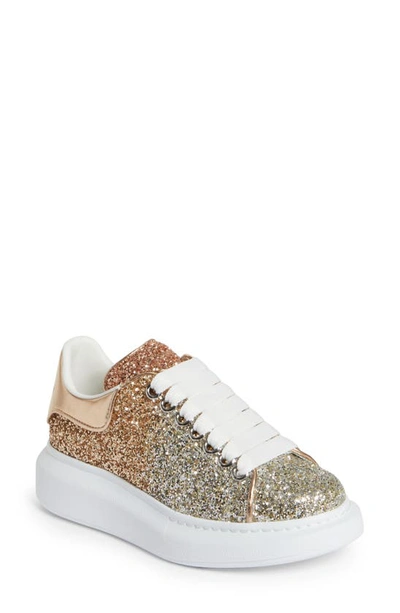 Shop Alexander Mcqueen Oversized Ombré Glitter Sneaker In Rose Gold/ Taupe