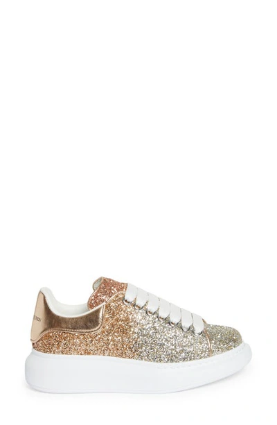 Shop Alexander Mcqueen Oversized Ombré Glitter Sneaker In Rose Gold/ Taupe