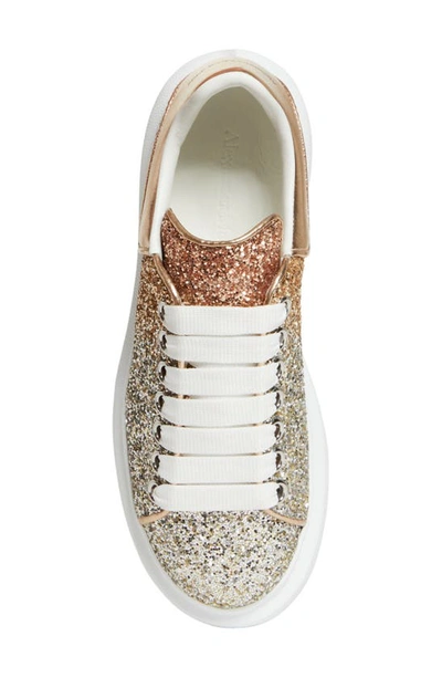 Shop Alexander Mcqueen Oversized Ombré Glitter Sneaker In Rose Gold/ Taupe