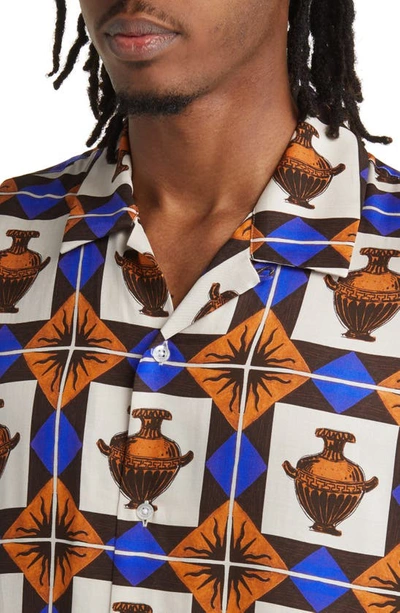 Shop Drôle De Monsieur X Gergei Erdei La Chemise Vase Short Sleeve Button-up Shirt In Brown Multi