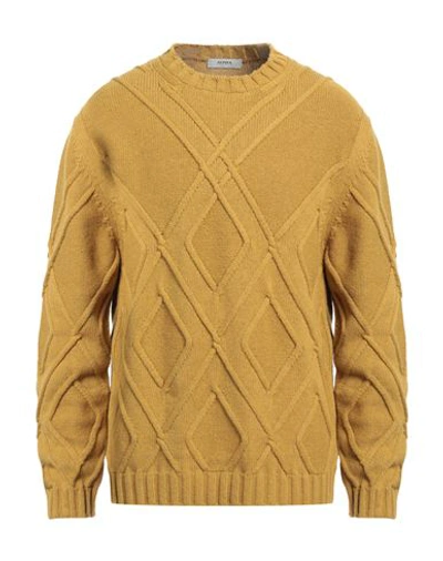 Shop Alpha Studio Man Sweater Mustard Size 46 Wool, Alpaca Wool, Polyamide In Yellow