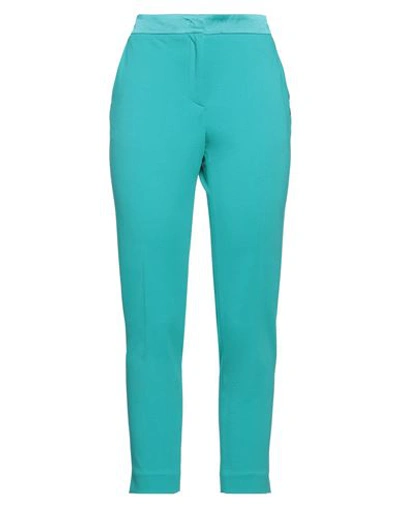 Shop Vdp Collection Woman Pants Turquoise Size 12 Viscose, Polyamide, Elastane, Acetate In Blue