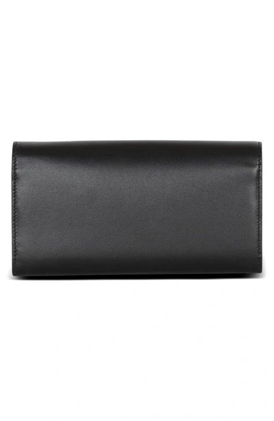 Shop Balmain B-buzz Calfskin Leather Wallet On A Chain In Black