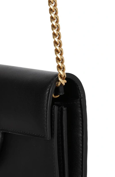 Shop Balmain B-buzz Calfskin Leather Wallet On A Chain In Black