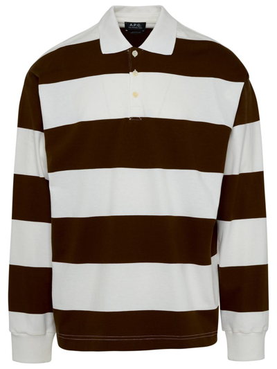 Shop Apc A.p.c. Brown And White Cotton Riley Polo Shirt In Multicolor