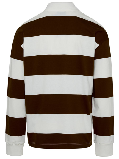 Shop Apc A.p.c. Brown And White Cotton Riley Polo Shirt In Multicolor