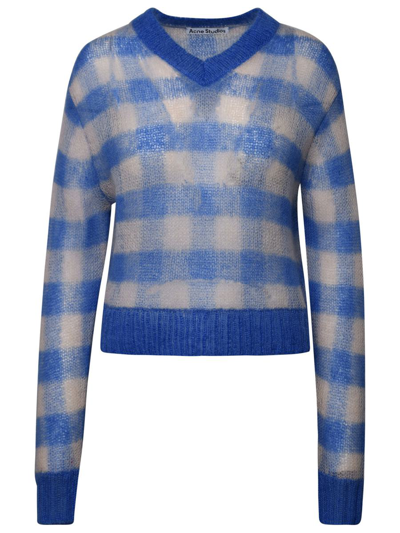 Shop Acne Studios Two-color Mohair Sweater In Light Blue