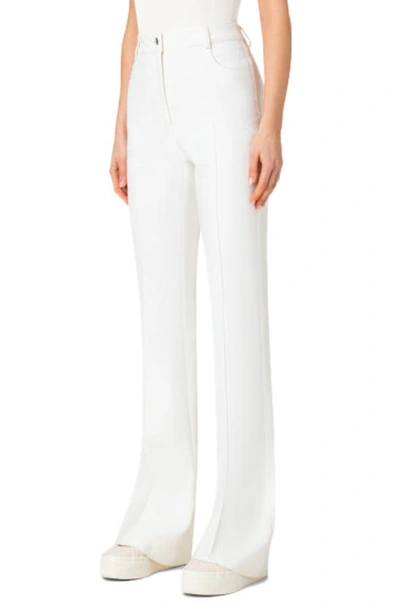 Shop Akris Farid High Waist Cotton & Silk Blend Pants In 012-ecru