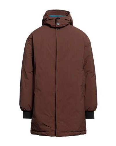 Shop Msgm Man Coat Brown Size 40 Polyester