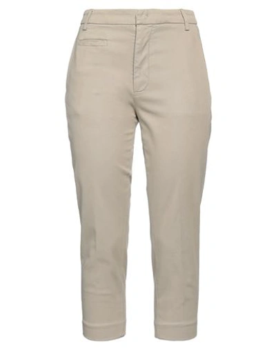 Shop Dondup Woman Cropped Pants Dove Grey Size 2 Cotton, Lyocell, Elastane