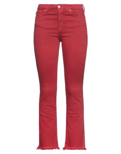 Shop 2w2m Woman Pants Red Size 32 Cotton, Elastomultiester, Elastane