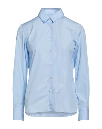 Shop Finamore 1925 Woman Shirt Sky Blue Size 10 Cotton