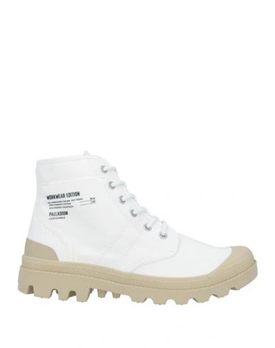 Shop Palladium Man Ankle Boots White Size 9 Textile Fibers, Rubber