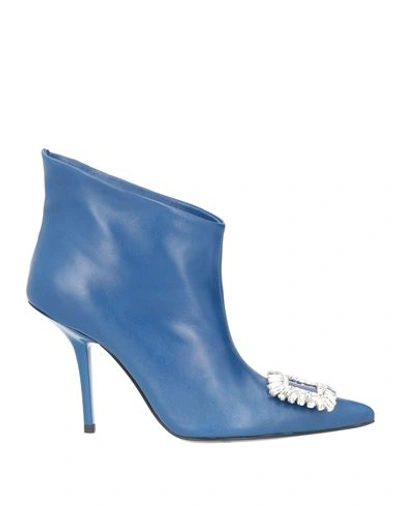 Shop Eddy Daniele Woman Ankle Boots Blue Size 8 Soft Leather