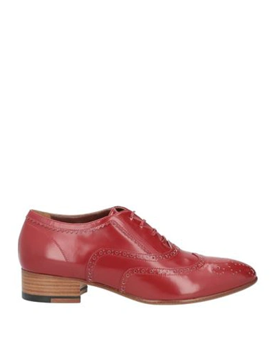 Shop A.testoni A. Testoni Woman Lace-up Shoes Brick Red Size 7 Soft Leather