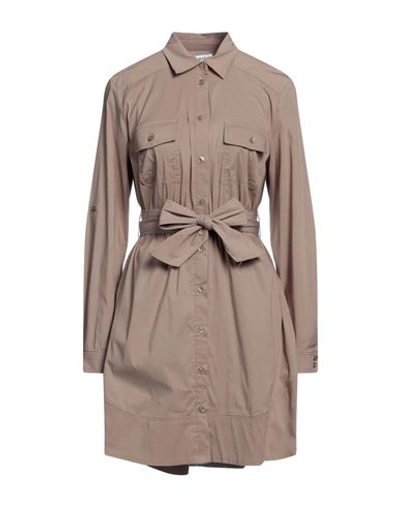Shop Guess Woman Mini Dress Khaki Size M Cotton, Nylon, Elastane In Beige