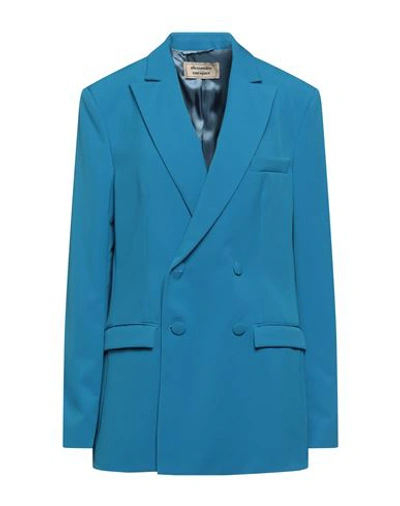 Shop Alessandro Enriquez Woman Blazer Azure Size 8 Polyester, Elastane In Blue