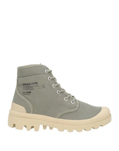 Shop Palladium Woman Ankle Boots Military Green Size 7 Organic Cotton