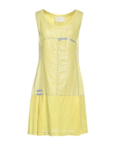 Shop Elisa Cavaletti By Daniela Dallavalle Woman Mini Dress Yellow Size 8 Linen, Cotton, Elastane