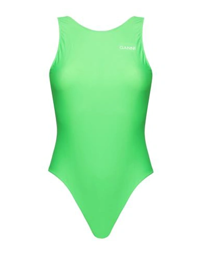 Shop Ganni Woman One-piece Swimsuit Acid Green Size 14 Recycled Polyamide, Elastane