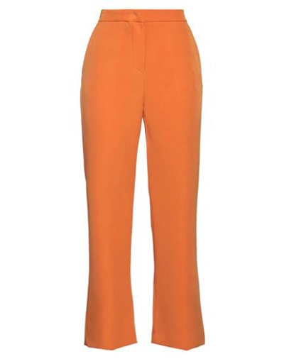 Shop Kaos Woman Pants Orange Size 4 Polyester, Elastane