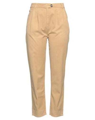 Shop Pepe Jeans Woman Pants Camel Size L Cotton, Lyocell In Beige