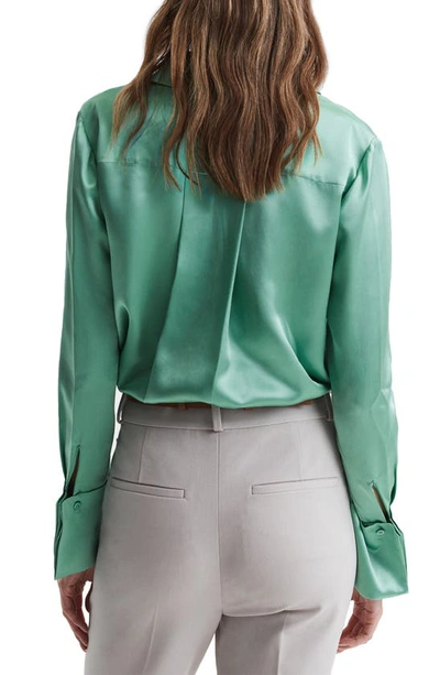 Shop Reiss Haley Silk Button-up Shirt In Aqua