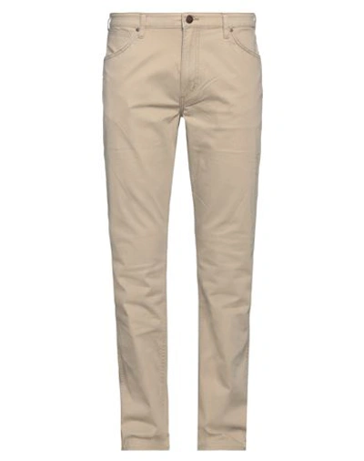 Shop Wrangler Man Pants Beige Size 33w-34l Cotton, Elastane