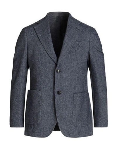 Shop Mp Massimo Piombo Man Blazer Slate Blue Size 38 Wool, Polyester, Polyamide