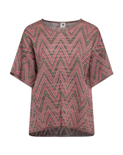 Shop M Missoni Woman Sweater Pink Size Xl Viscose, Wool, Metallic Fiber, Polyamide