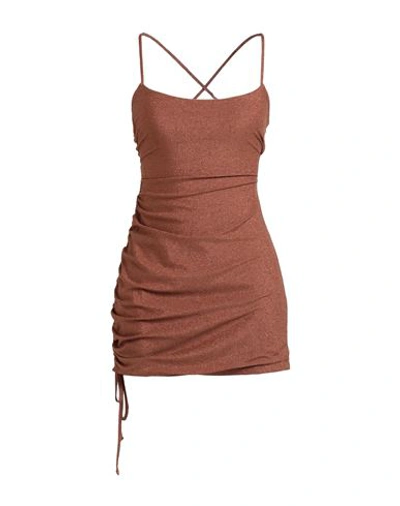 Shop Miss Bikini Luxe Woman Cover-up Brown Size 8 Polyamide, Elastane, Metallic Fiber